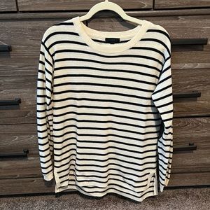 J. Crew cream and black striped sweater, small